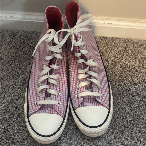 Converse Checkered Pink and White High-Tops - Picture 2 of 3